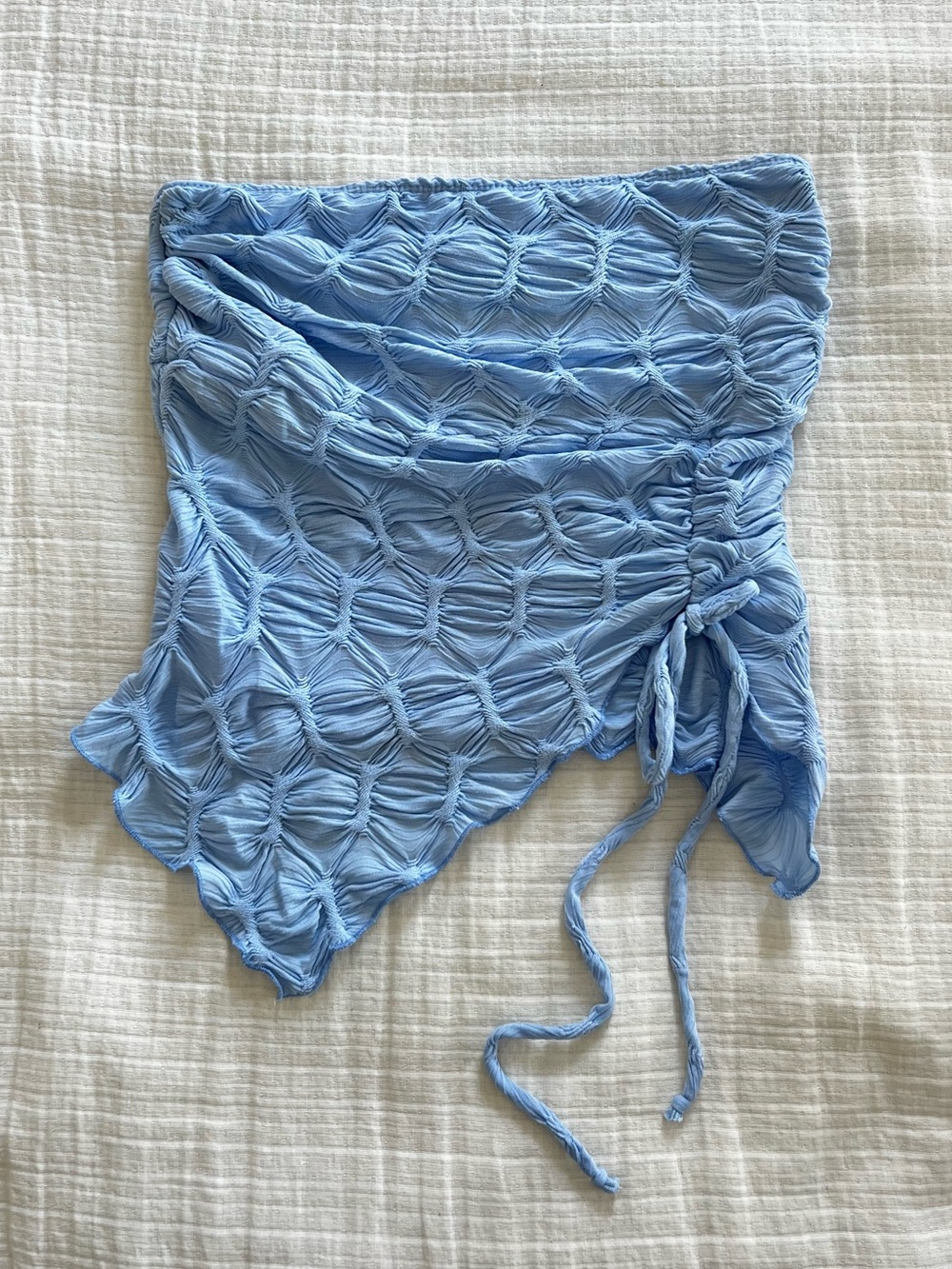Blue adjustable scrunch tube top